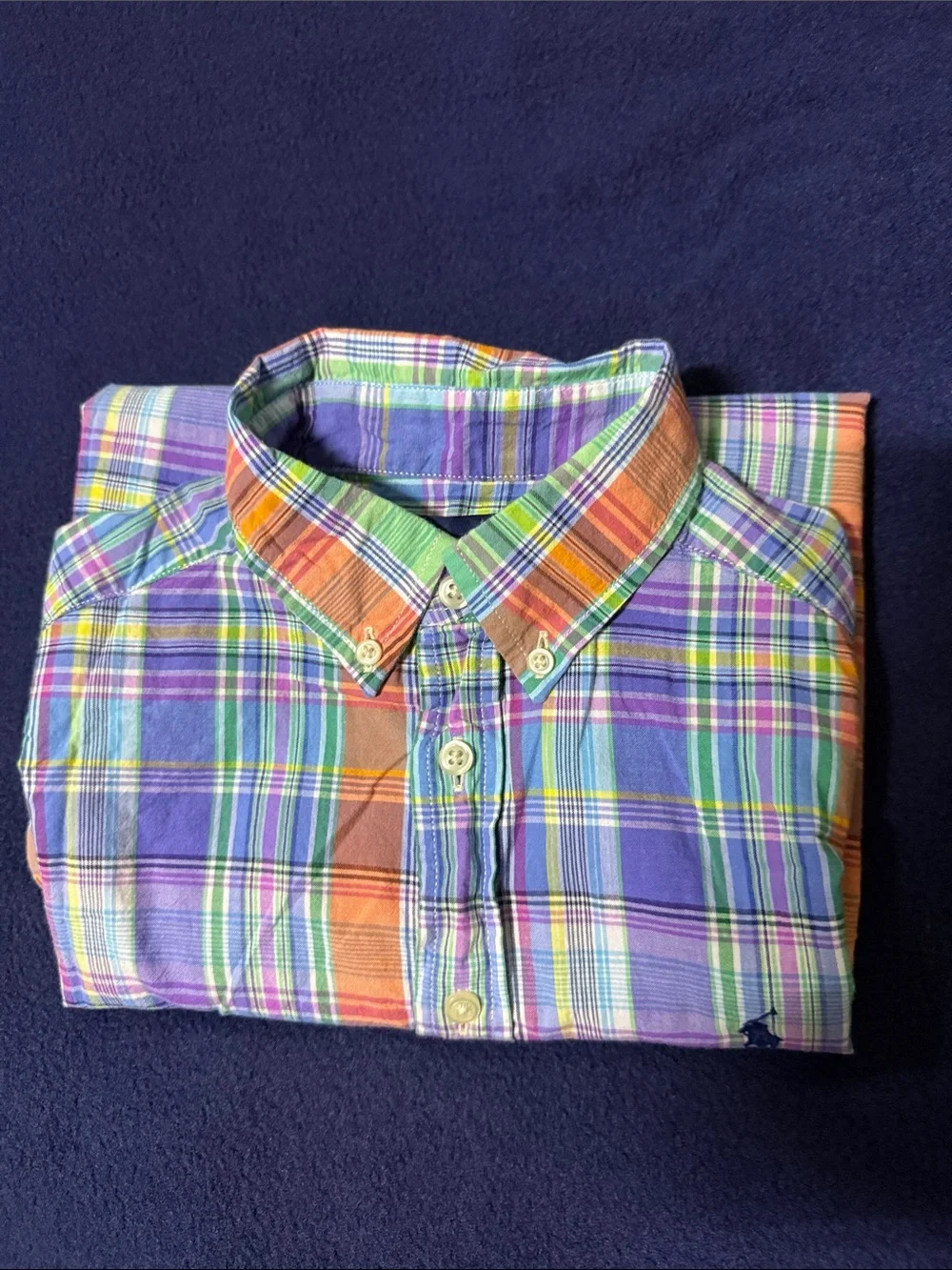 Ralph Lauren Green Purple Orange Plaid Button-Down Shirt